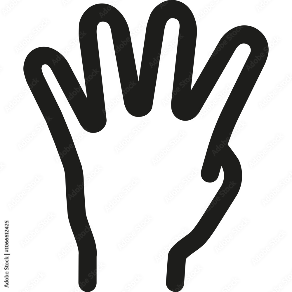 Poster symbolic hand gesture representing the number four, commonly used in various contexts as a sign of g