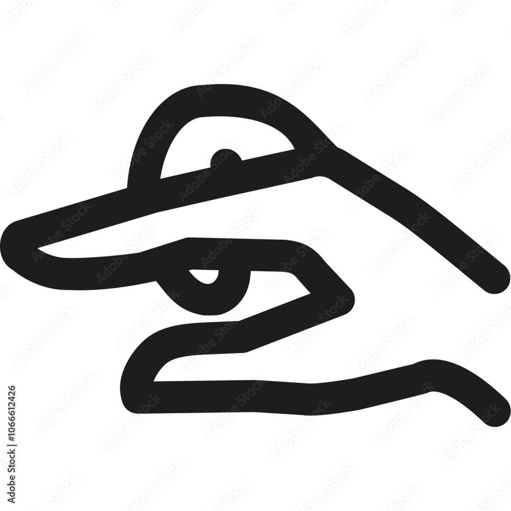 Poster a hand forming a gesture of focus with a hat, ideal for expressing attention or concentration in a c