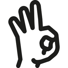 Hand gesture symbolizing approval with an outline design against a neutral background