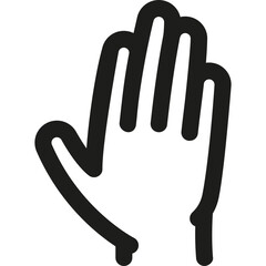 A simple outline of a raised hand signifying stop or pause, emphasizing communication and gestures in a minimalist style
