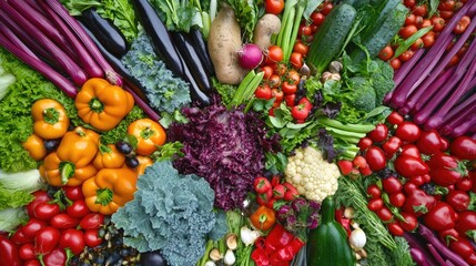 Vibrant Arrangement of Assorted Fresh Vegetables Encouraging a Nutritious Plant Based Lifestyle