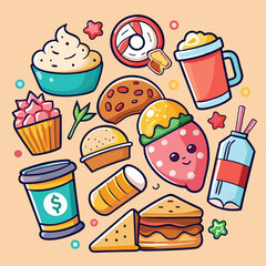 food icons set food icons sticker set 