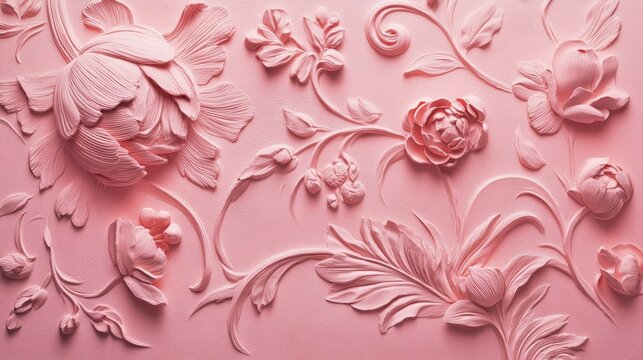 Fototapeta Textured Pink Surface Featuring Decorative Floral Elements