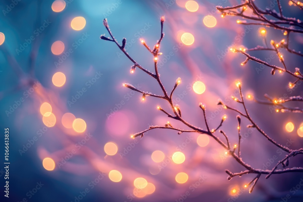 Poster a tree lit up with string lights