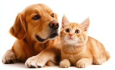 Obraz premium Black and white photograph of a Russian Spaniel and a Scottish Straight cat