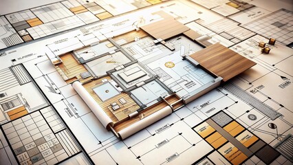 Contemporary Floor Plan Design Architecture Blueprint with High Resolution Detailing, Modern Aesthetic and Realistic Background for Expert Showcase