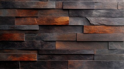 Naklejka premium Textured stone tiled wall surface in a masonry design