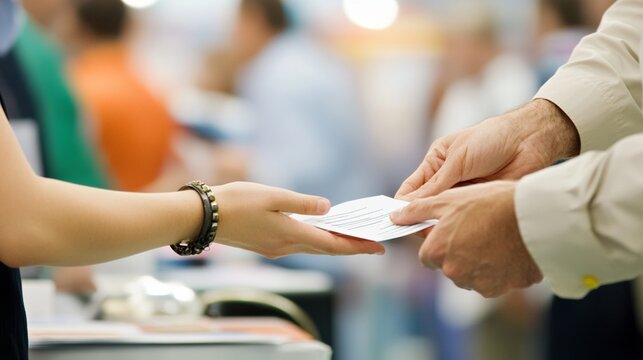 Job seekers actively engaging with recruiters at a bustling career fair, showcasing determination and eagerness in their pursuit of professional opportunities.