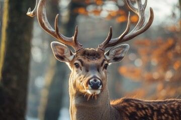 Close-up shot of a deer in its natural habitat