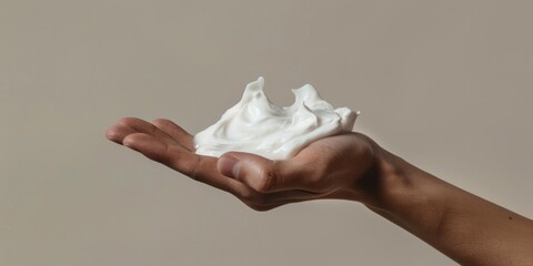 A person holding a white object in their hand, suitable for various uses such as advertising or personal stories