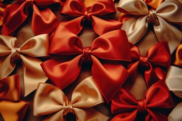 A pile of colorful bows stacked on top of each other