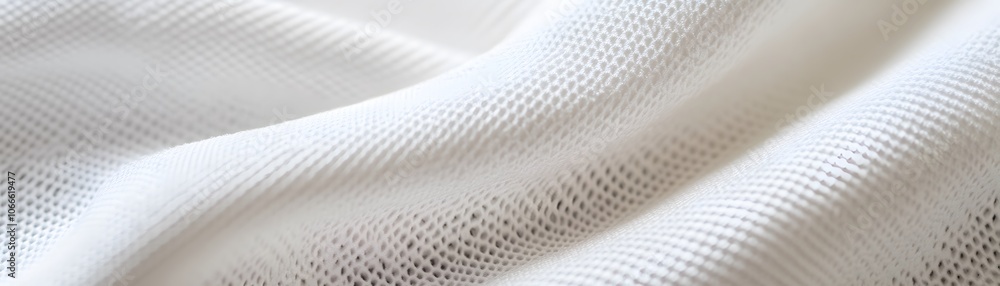 Poster close-up of white mesh fabric with subtle texture and curved lines