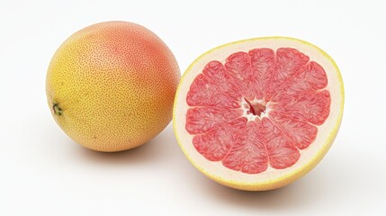 Healthy kidney-shaped fruit on white background, sliced to reveal vibrant red interior, symbolizing kidney health with copy space for text overlay.
