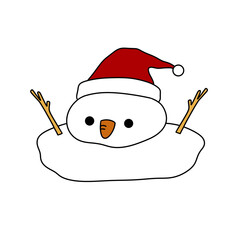 A cartoon snowman with a red hat and a white hat