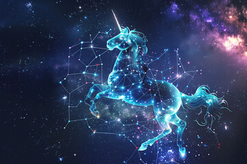 Naklejka premium Astrological composition with concept of Horse zodiac sign symbol