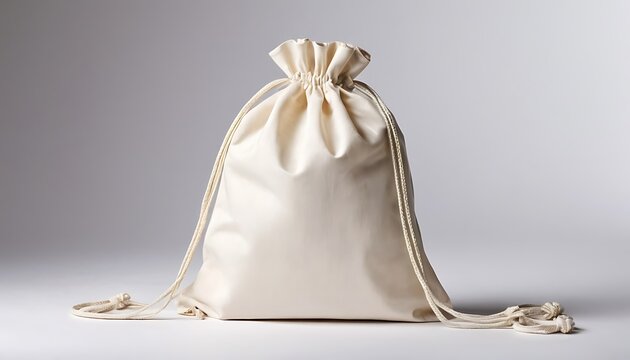 Drawstring Bag Mockup,White drawstring bag on a white background. Great for branding, packaging, and marketing designs.8545