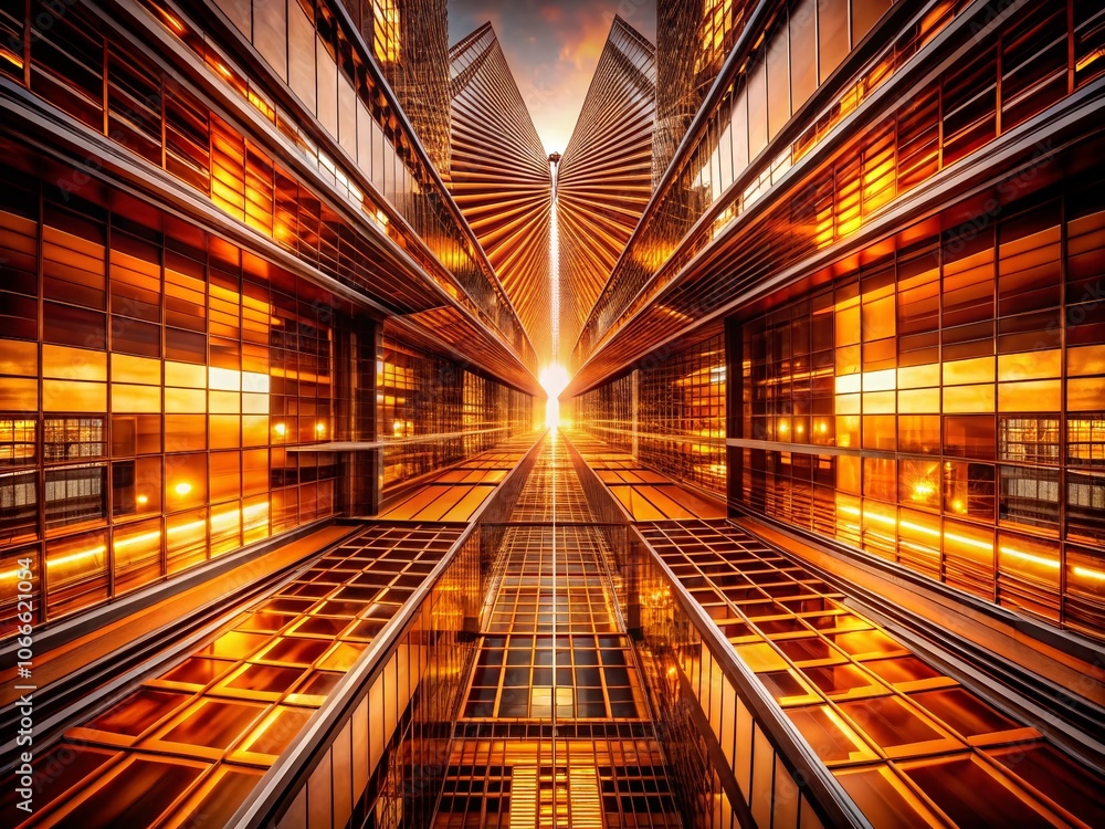 Poster dark orange motion background design in architectural photography with dynamic patterns, abstract sh