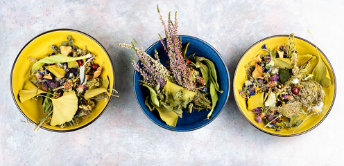 Medicinal plants and flowers.