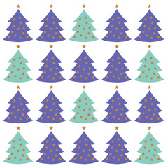 Obraz premium VINTAGE CHRISTMAS TREES PATTERN TEXTURE BACKGROUND VECTOR