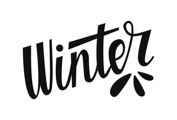 Winter hand drawn typography on white background. Season word for invitation, greeting card, t shirt, print, banner and poster. Handwritten Lettering template design.
