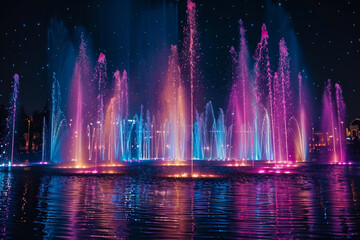 Fantastically beautiful fountain against backdrop of national park