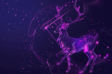 Astrological composition with concept of Deer zodiac sign symbol