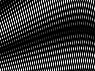 Abstract art geometric background with shiny abstract 3d black and white stripes pattern. Black and white optical illusion with waves and transitions.