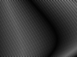 Abstract art geometric background with shiny abstract 3d black and white stripes pattern. Black and white optical illusion with waves and transitions.