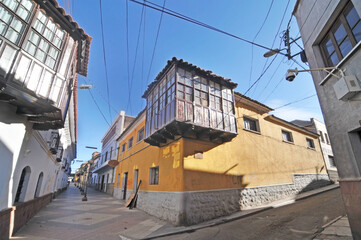 View of the old town of Potosi with colonial streets, Bolivia