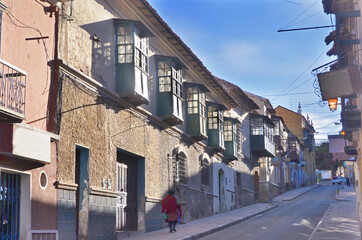 View of the old town of Potosi with colonial streets, Bolivia