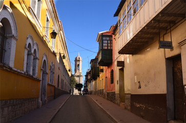 View of the old town of Potosi with colonial streets, Bolivia
