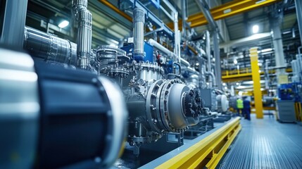 Fototapeta premium Engineers are developing a manufacturing solution for industrial plants to increase sustainability.