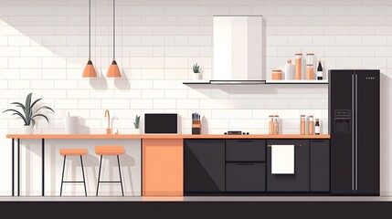 A Stylish Kitchen Showcase with Elegant Design and Warm Atmosphere for Creative Cooking Moments. Life of Working Mom Concept