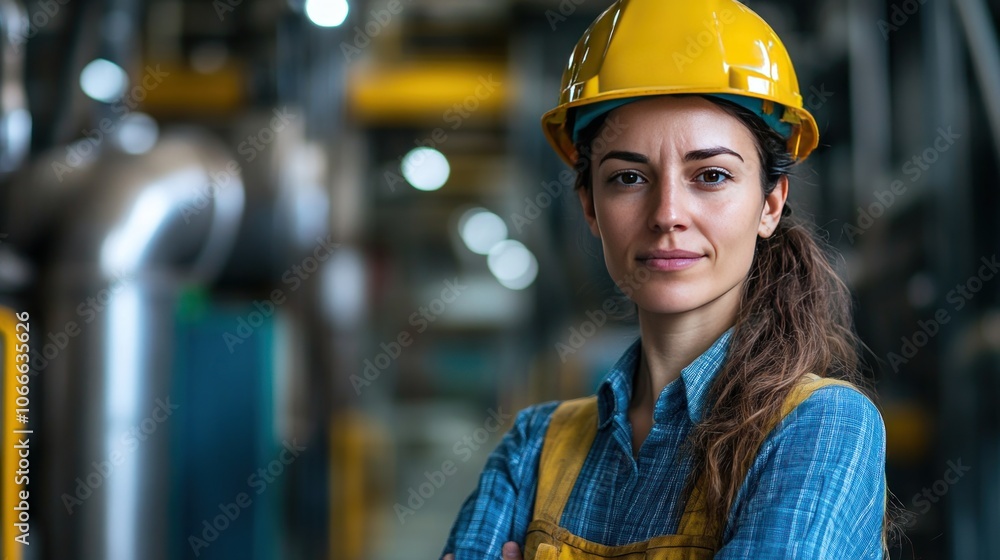 Poster production manager standing alone in factory face showing deep analysis