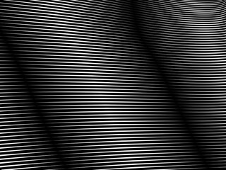 Abstract art geometric background with shiny abstract 3d black and white stripes pattern. Black and white optical illusion with waves and transitions.