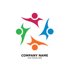 Colorful People Group Team Logo Design Illustration