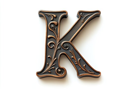 A close-up view of a metal letter k used as a keychain
