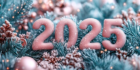 Elegant new year "2025" marketing banner in a minimalist design with a soft color palette - ai generated