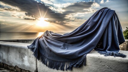 Elegant Navy Pashmina Shawl Silhouette Photography for Formal Occasions and Cool Evenings