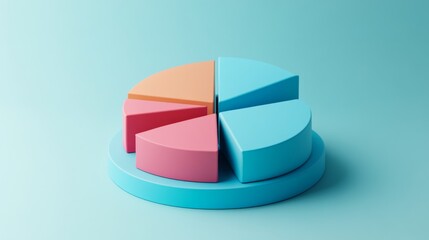 Obraz premium Colorful Pie Chart on Blue Background for Data Analysis