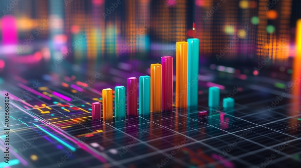 Fototapete colorful data visualization with bars and graphs