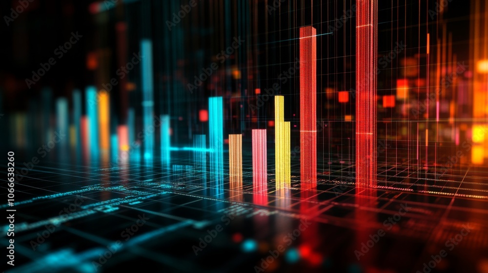 Leinwandbilder abstract data visualization with bright bar graphs