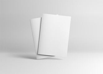Two floating magazine covers Mockup on white background with soft shadows. 3D rendering