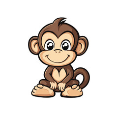 monkey  is a  cute smiling on a sitting  