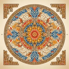 Fototapeta premium Chinese Dynasties Art and symbols from various Chinese dynasties