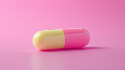 Medicinal capsule isolated on a pink background