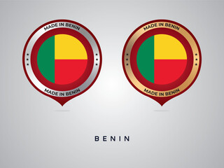 Made in Benin. labels, stickers, pointer, badge and symbol of Benin flag icon. Collection vector illustration