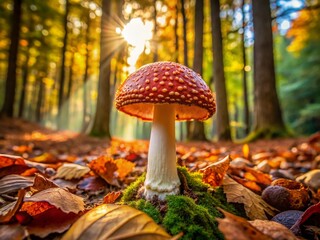 Enchanting Redheaded Mushroom in Lush Forest Habitat - Urban Exploration Photography of Nature's Wonders