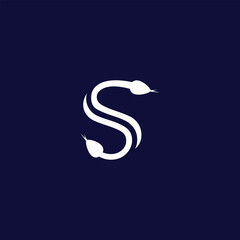 abstract flat design icon logo letter S snake shape