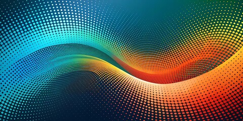 Obraz premium Abstract Wavy Pattern of Colorful Dots on a Dark Background